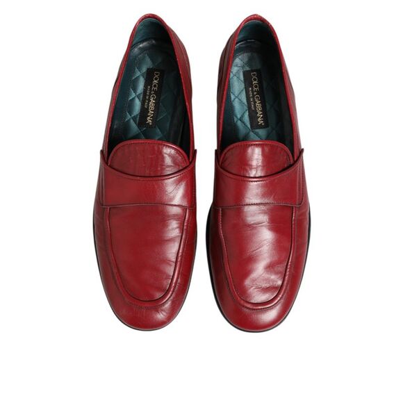 Dolce & Gabbana Red Leather Slip On Dress Men Loafers Men's Shoes (Pre-Owned)